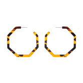 Octagon Hoop Tortoise Earrings